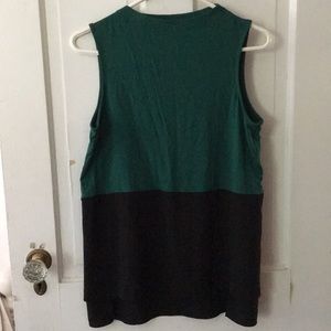 1. STATE sleeveless mixed media top green black
